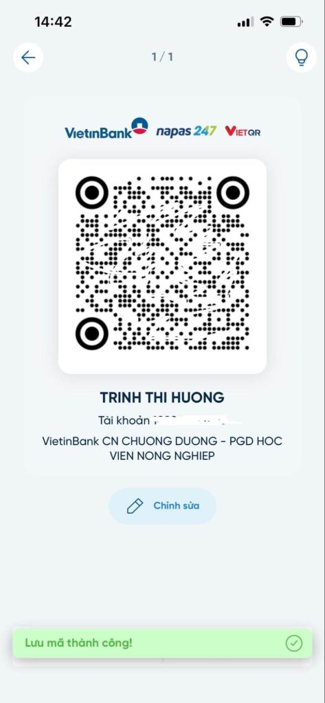 Cách in mã QR ngân hàng Vietinbank