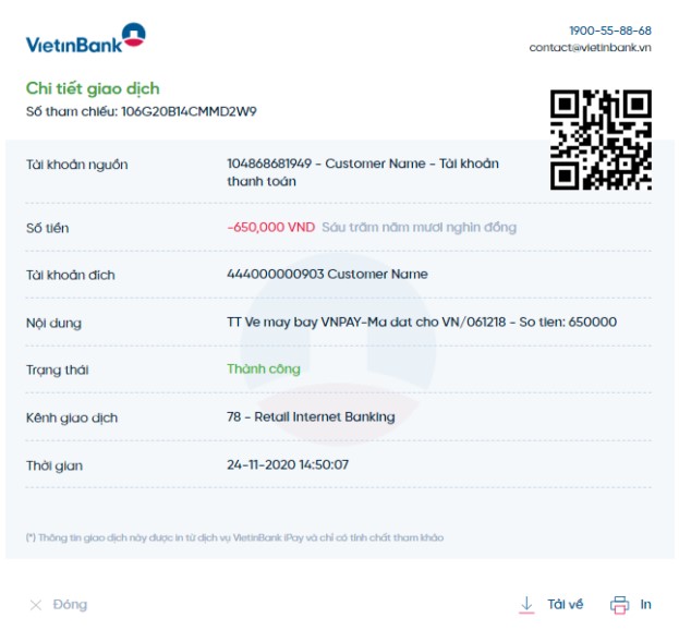 bước 4 tra cứu Lịch sử giao dịch Vietinbank trên trang web